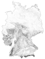 Kombinierte Schummerungsdarstellung des DGM5 von Deutschland. WMS/WMTS via basemap.de